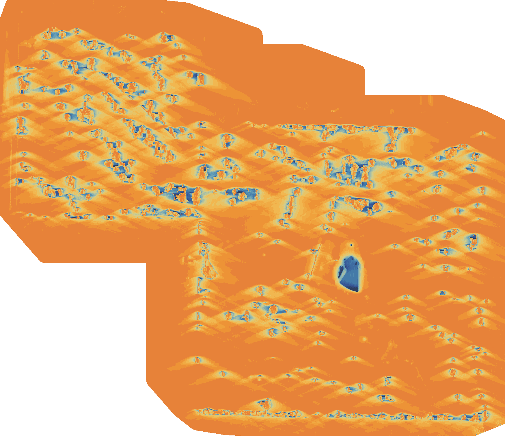 Direct sun-hours per day across a sample course at the summer solstice